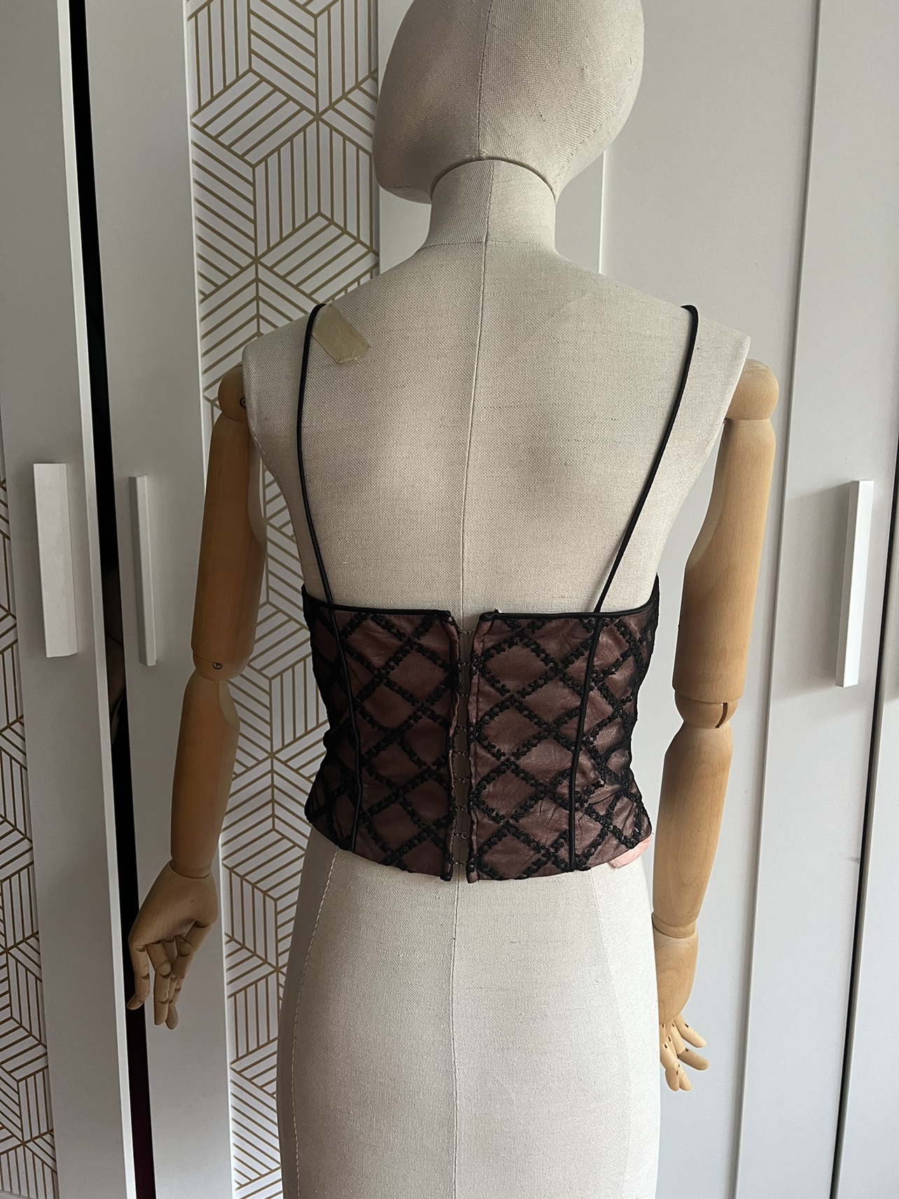 Black and pink Embroidered Corset Top - photo 4
