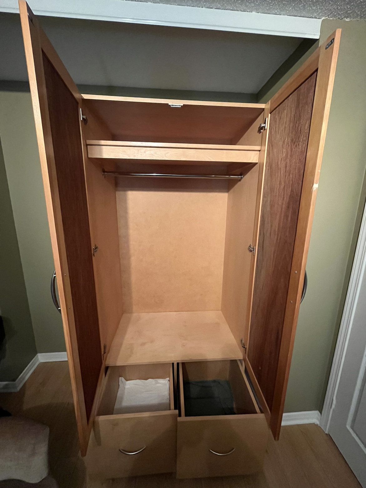 Wooden Wardrobe with Two Drawers - photo 2