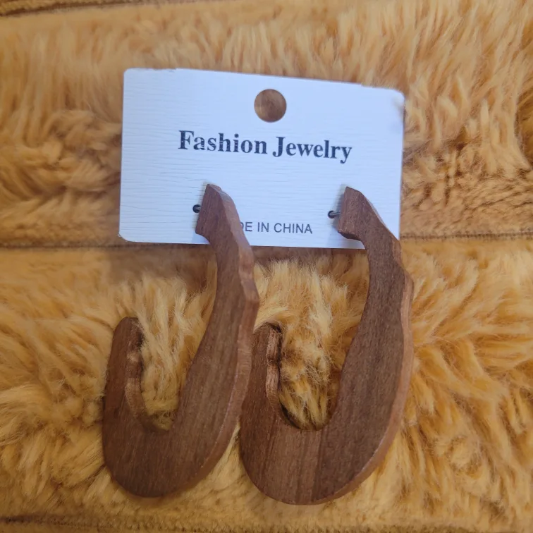 Wooden Hoop Earrings thumbnail