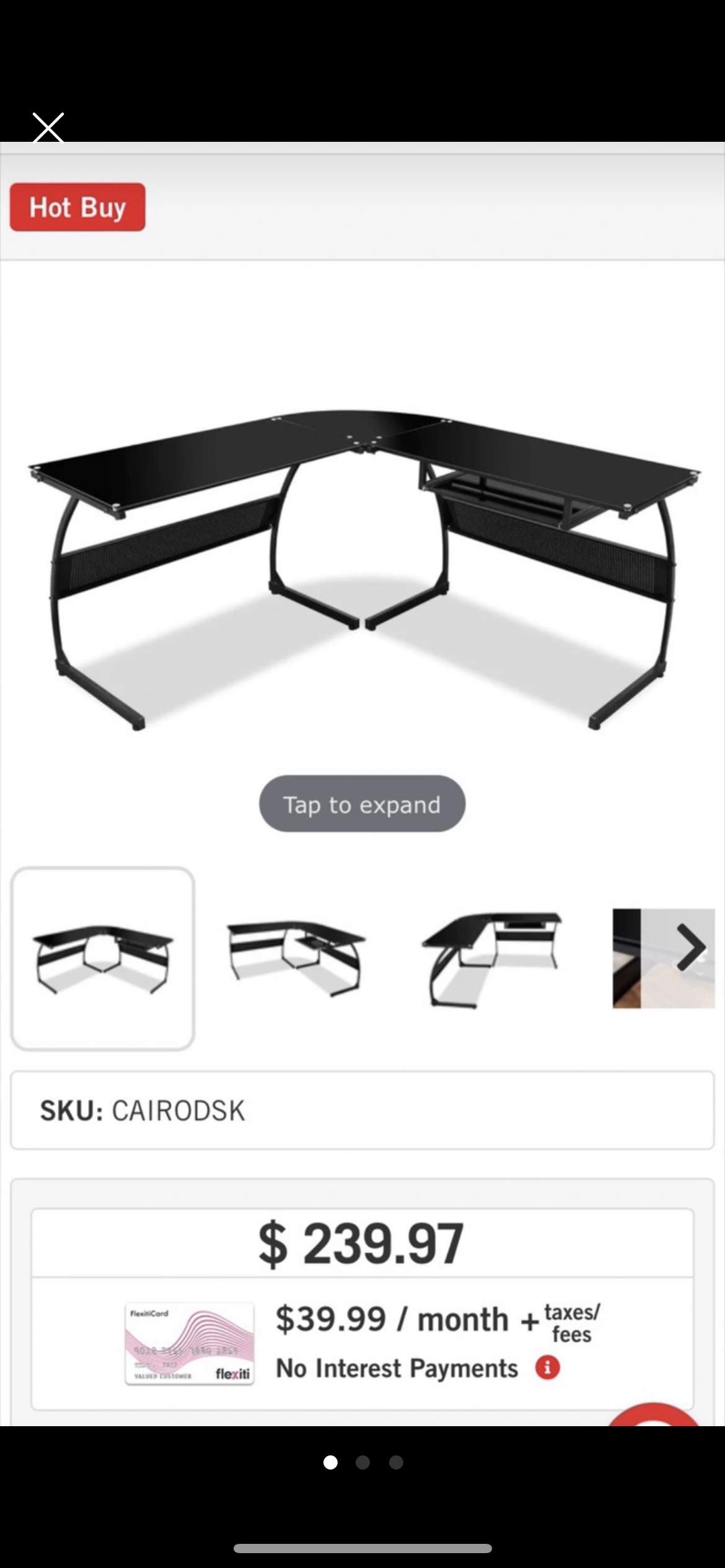 Corner smoked Glass Desk