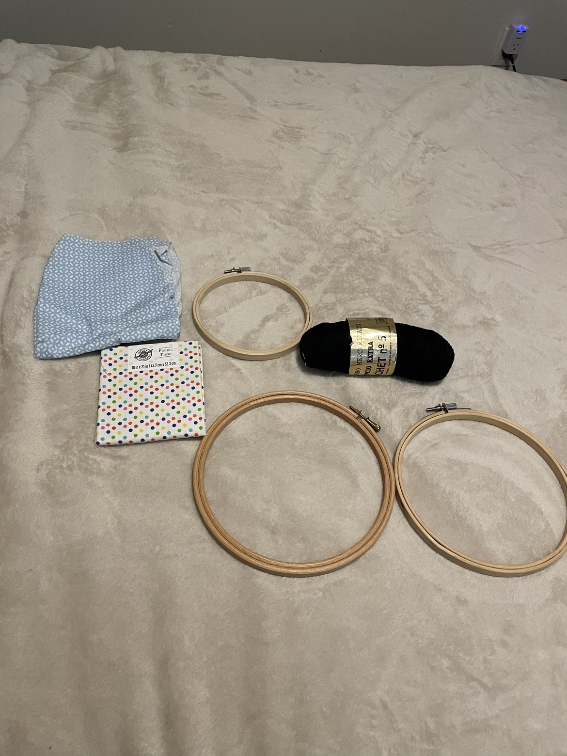 Embroidery Hoops, Fabric & Yarn