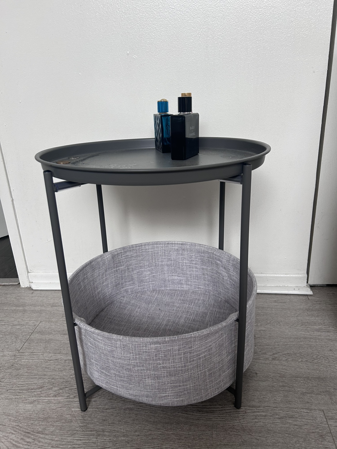 Grey Storage Table with Shelf