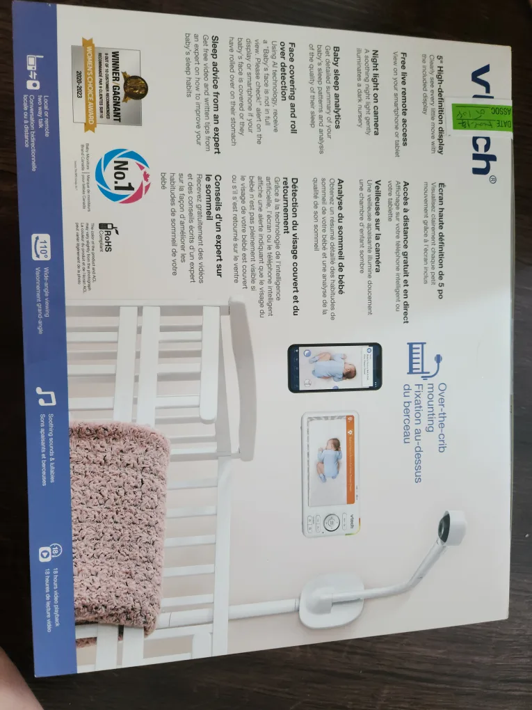 VTech 5" Smart Nursery Over-the-Crib Mount Monitor image indicator(2)