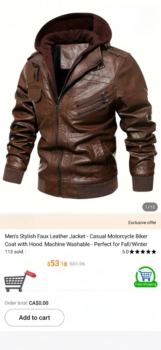 Brown Faux Leather Jacket image indicator(2)