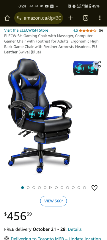 Ergonomic High Back Game Chair with Footrest for Adults
