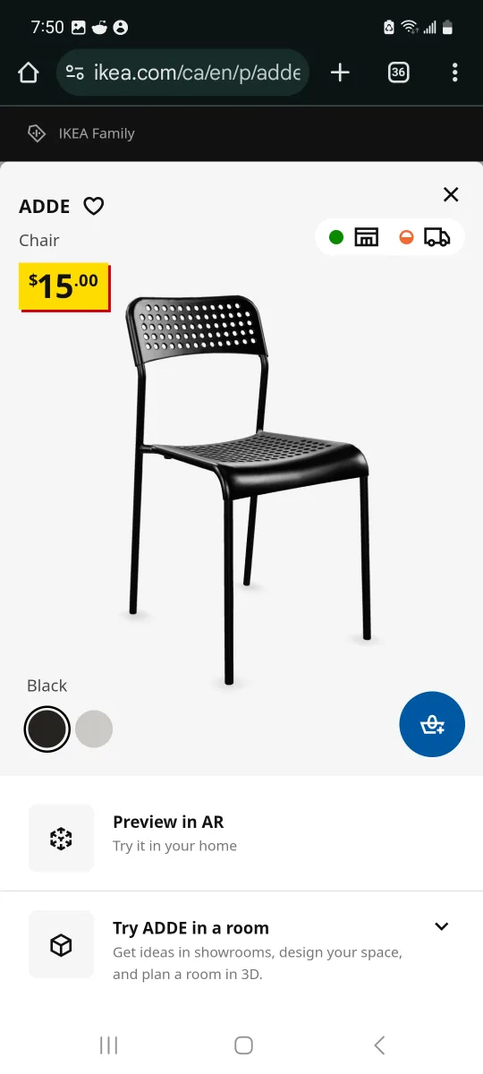 Ikea chairs-2pcs ($10 each) thumbnail