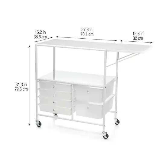 White Rolling Craft Cart with Drawers