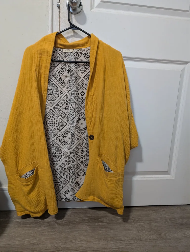 Mustard Yellow Kimono Cardigan - Reversible both sides