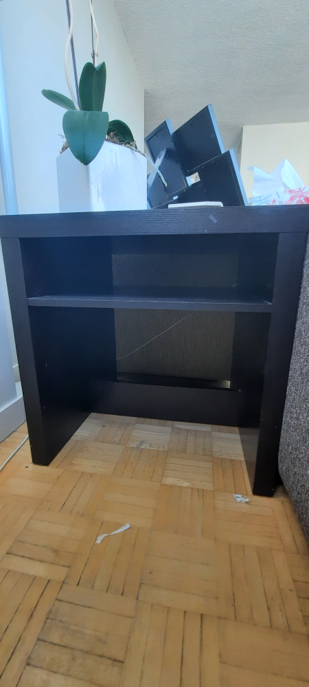 brown end table with shelf
