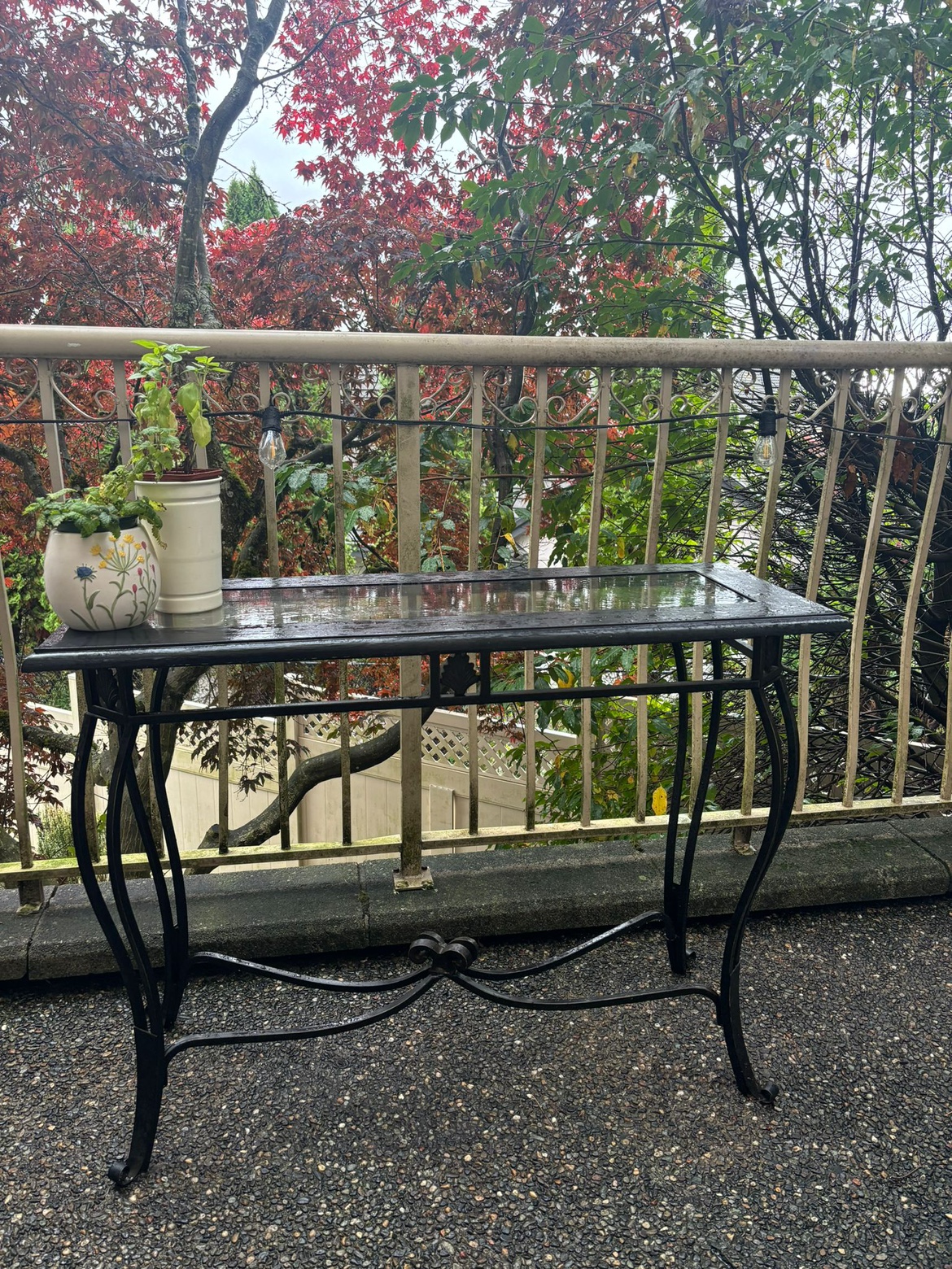Wrought Iron&Wood Console Table with Glass Top - indoor/outdoor - photo 5