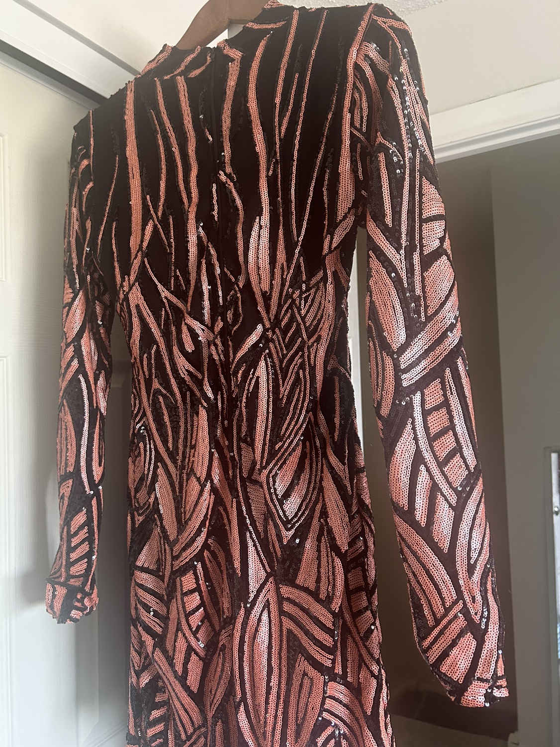Black and Peach Sequin Dress