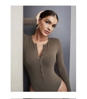 SHEIN Long Sleeve Bodysuit - Chocolate Brown