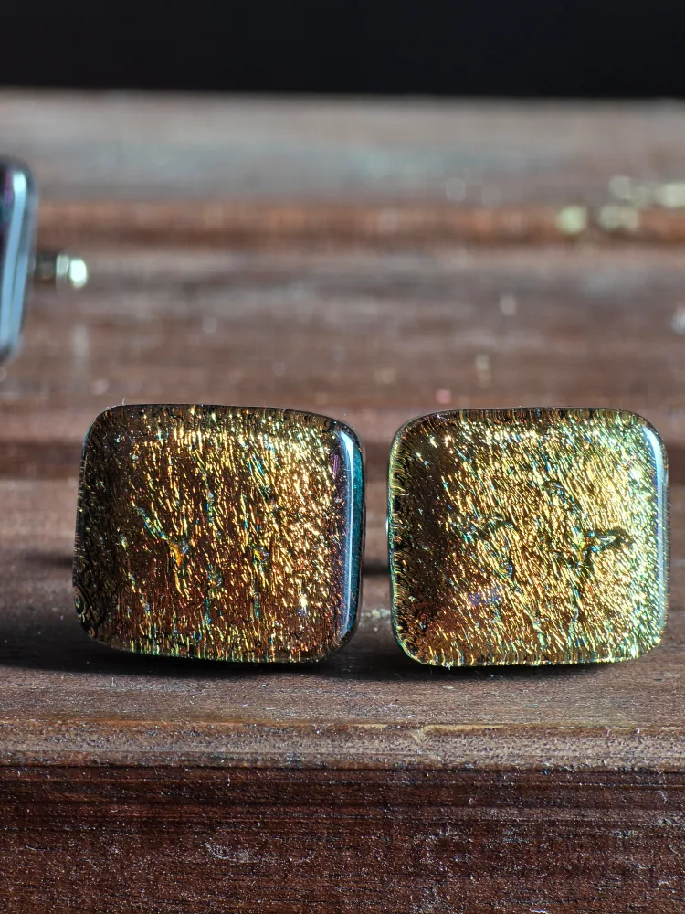handmade dichroic Glass Cufflinks image indicator(5)