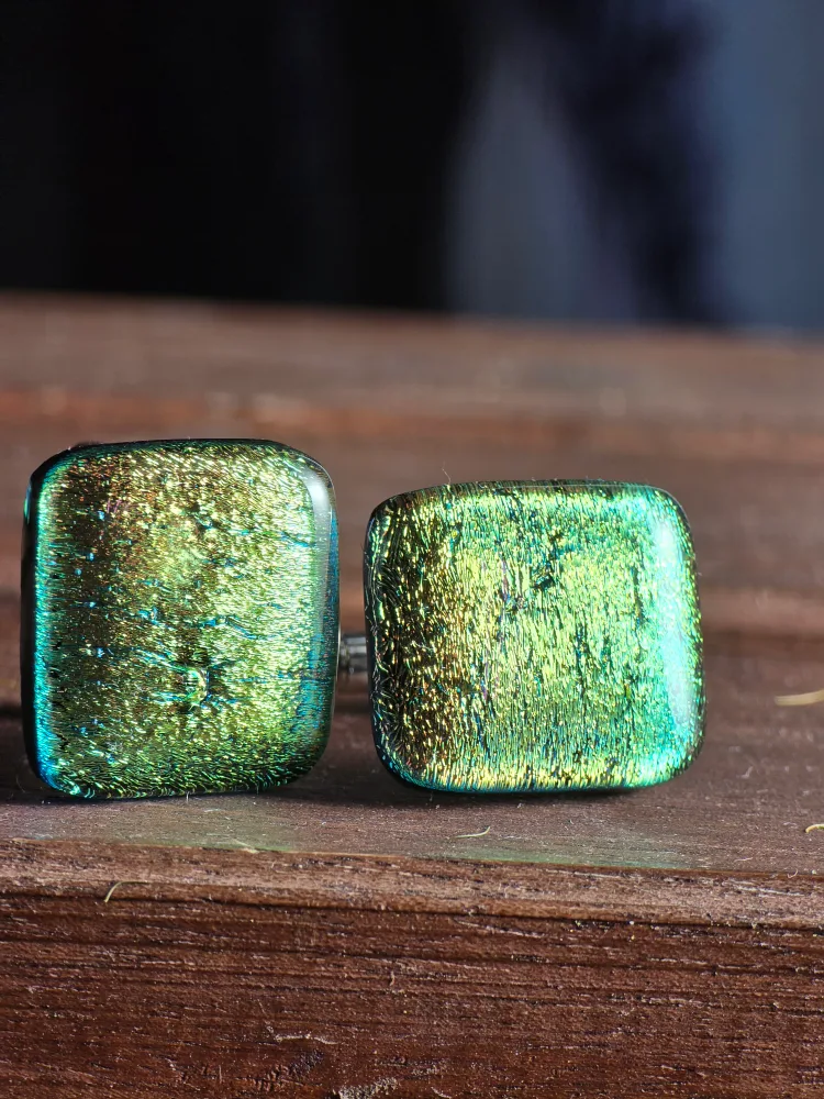 handmade dichroic Glass Cufflinks image indicator(6)