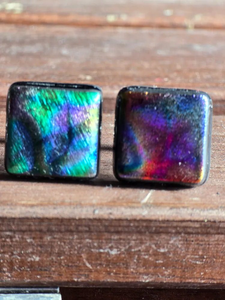 handmade dichroic Glass Cufflinks image indicator(7)