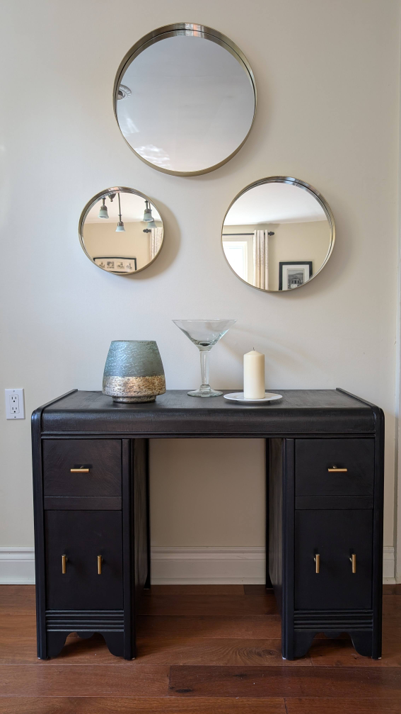 Vintage Newly Painted Black Table or Desk - photo 4