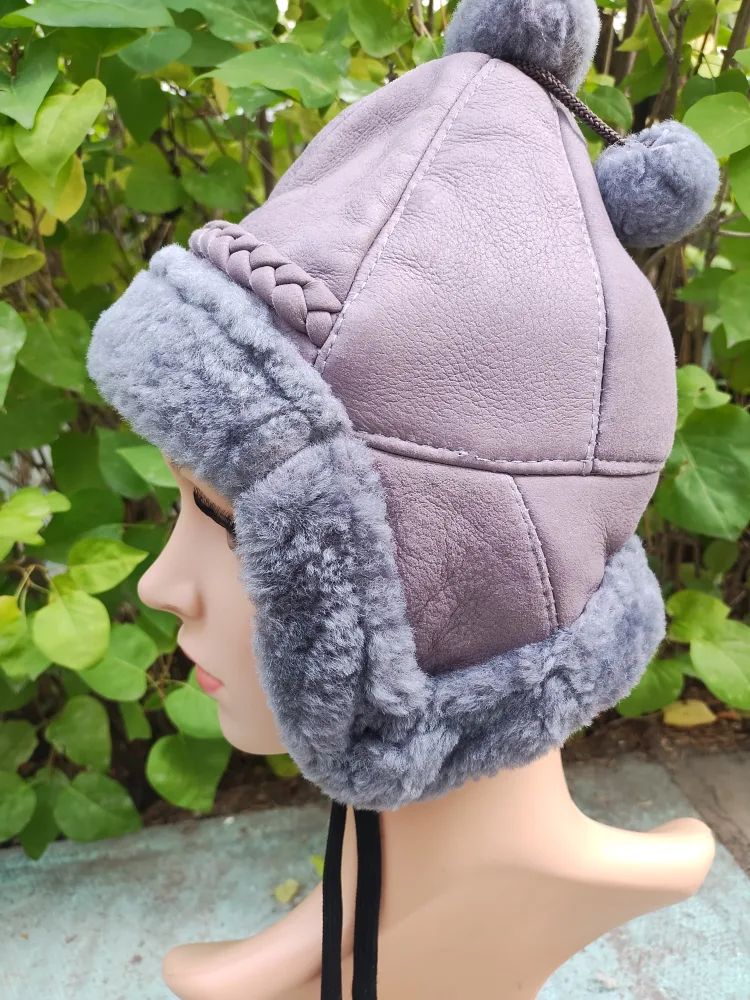 Sheepskin hat fits small thumbnail