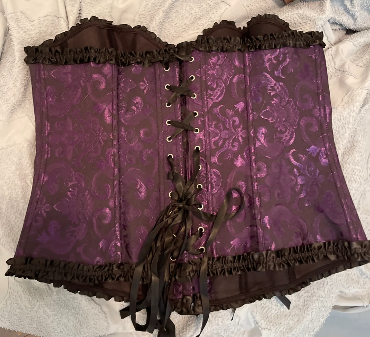 NEW Curveplus Purple Brocade Corset image indicator(3)