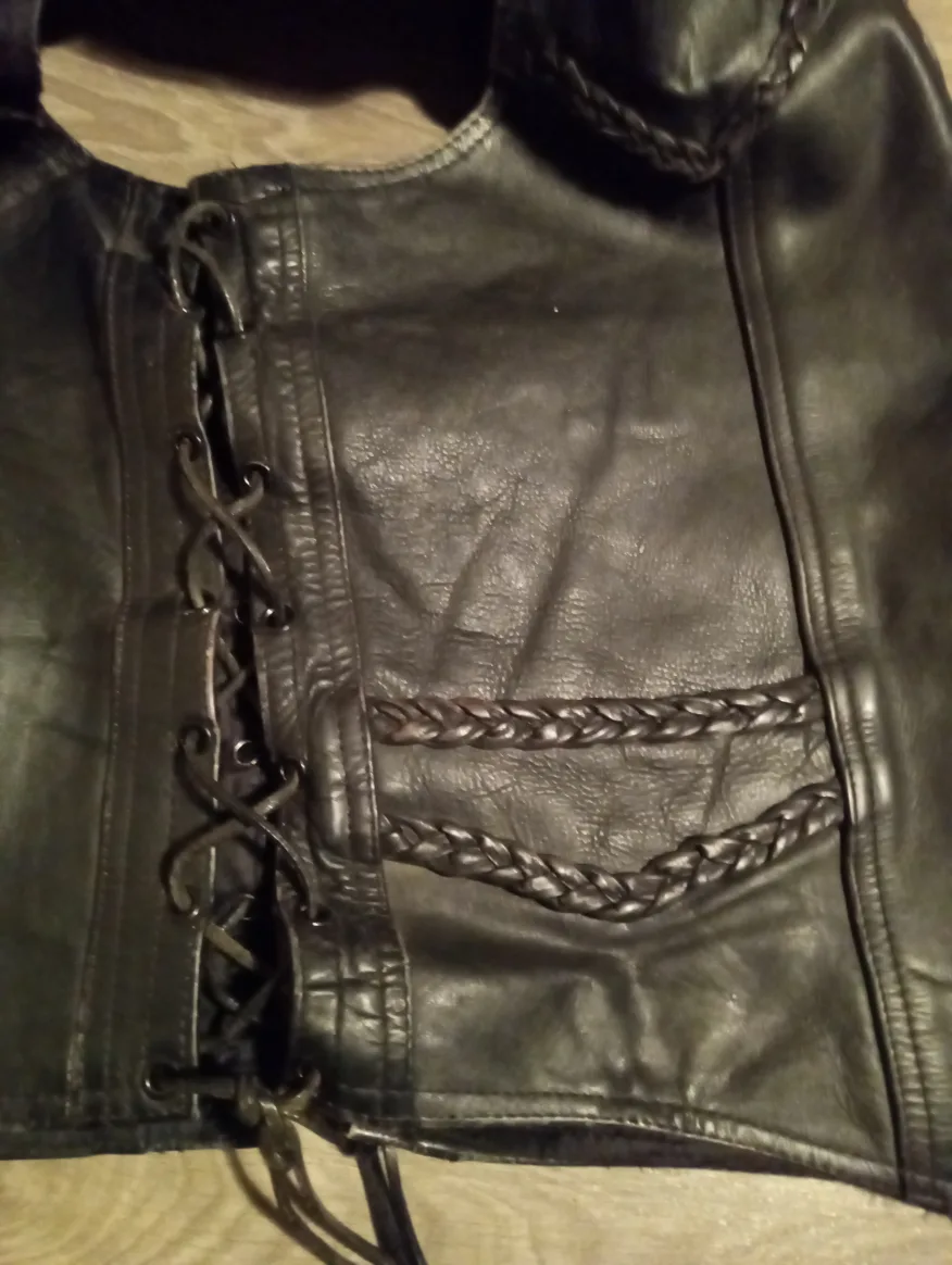 Black Biker's Leather Vest image indicator(3)