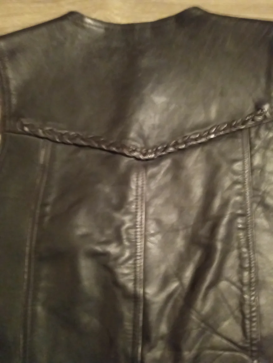 Black Biker's Leather Vest image indicator(4)