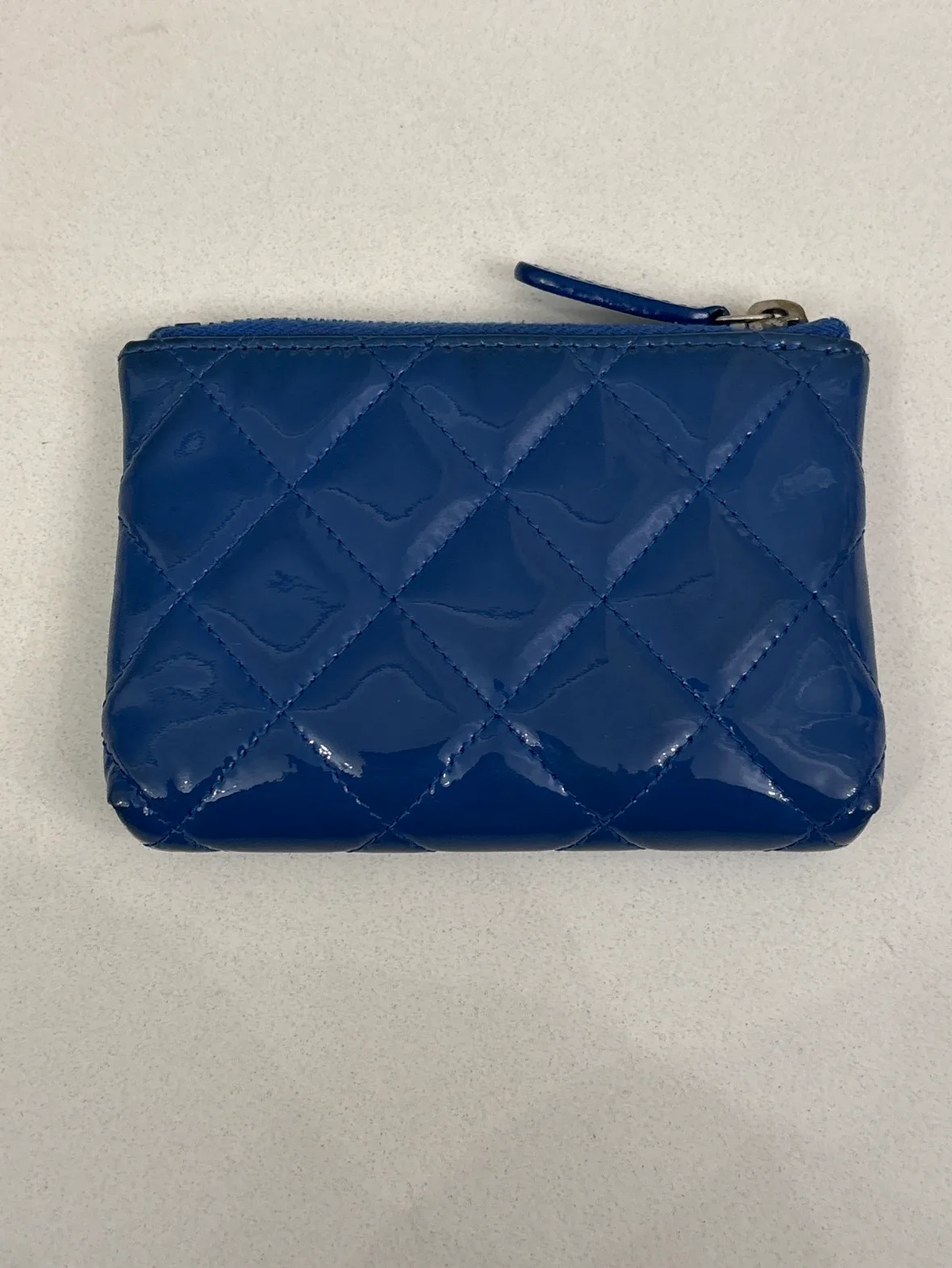 Chanel Blue Patent Leather Coin Purse with Chain image indicator(2)