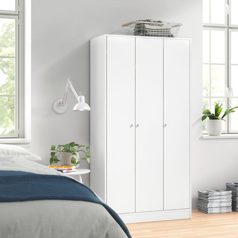 White 3-Door Wardrobe Closet