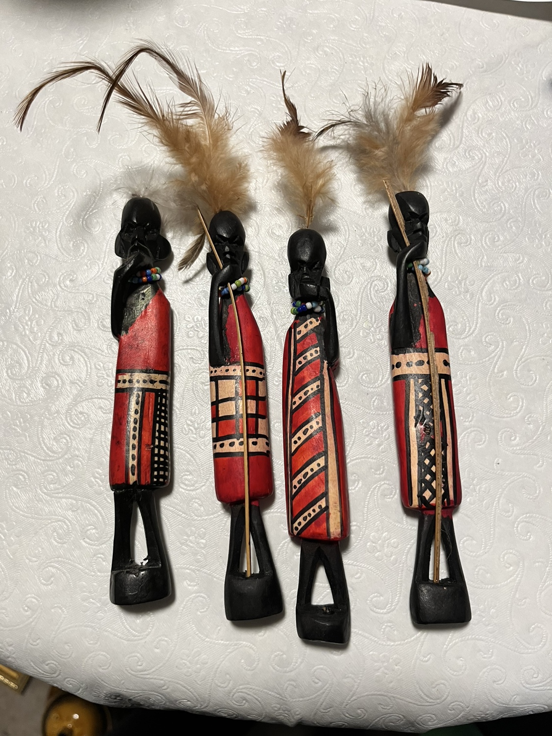 Set of 4 Wooden African Hand-Carved Masai Magnets