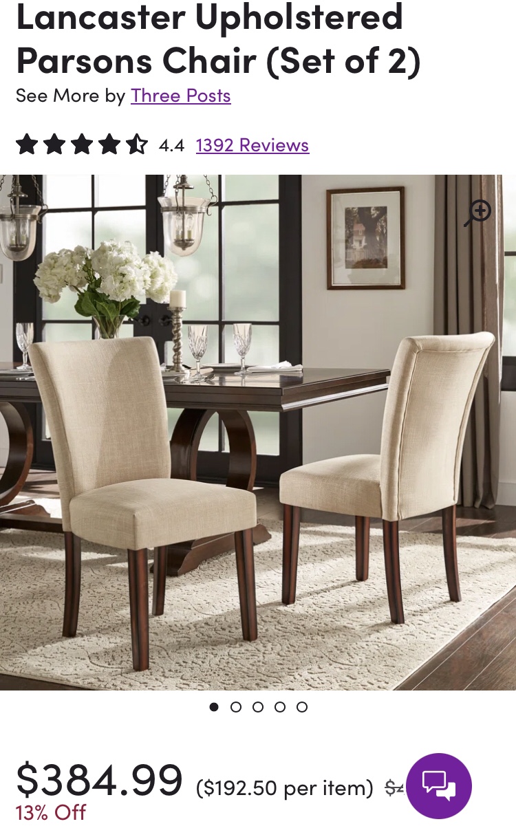 Six Beige Upholstered Dining Chairs