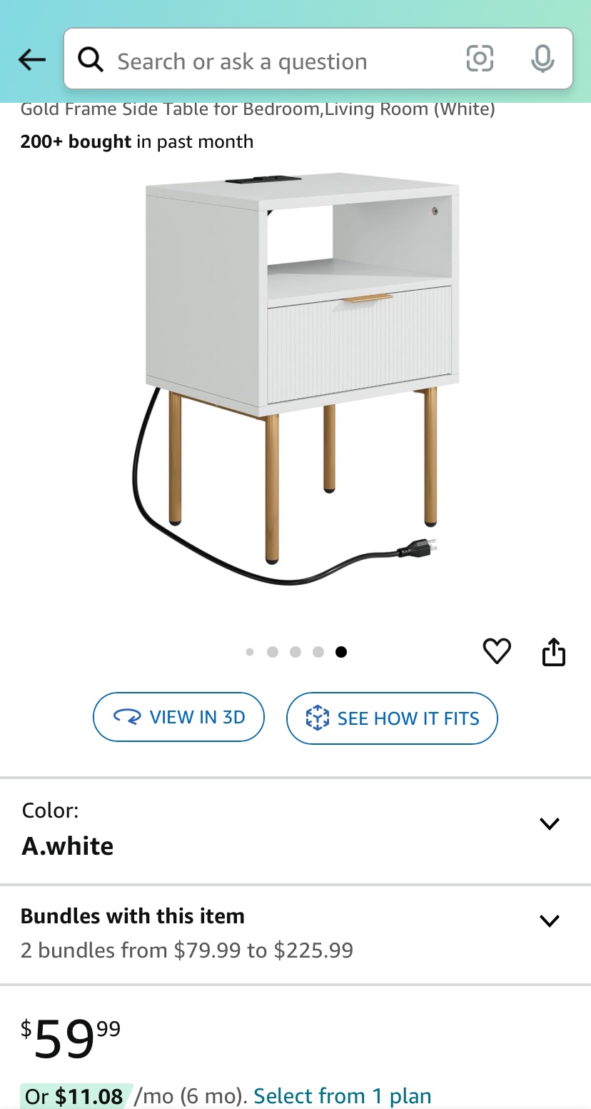 White Nightstand  With Charging Station - New - photo 4