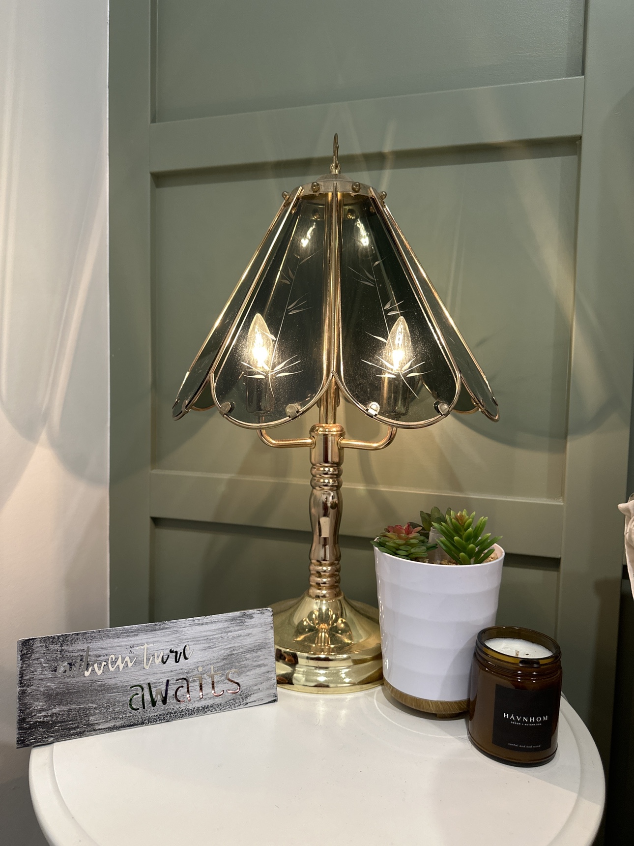 Etched Glass Table Lamp - photo 2