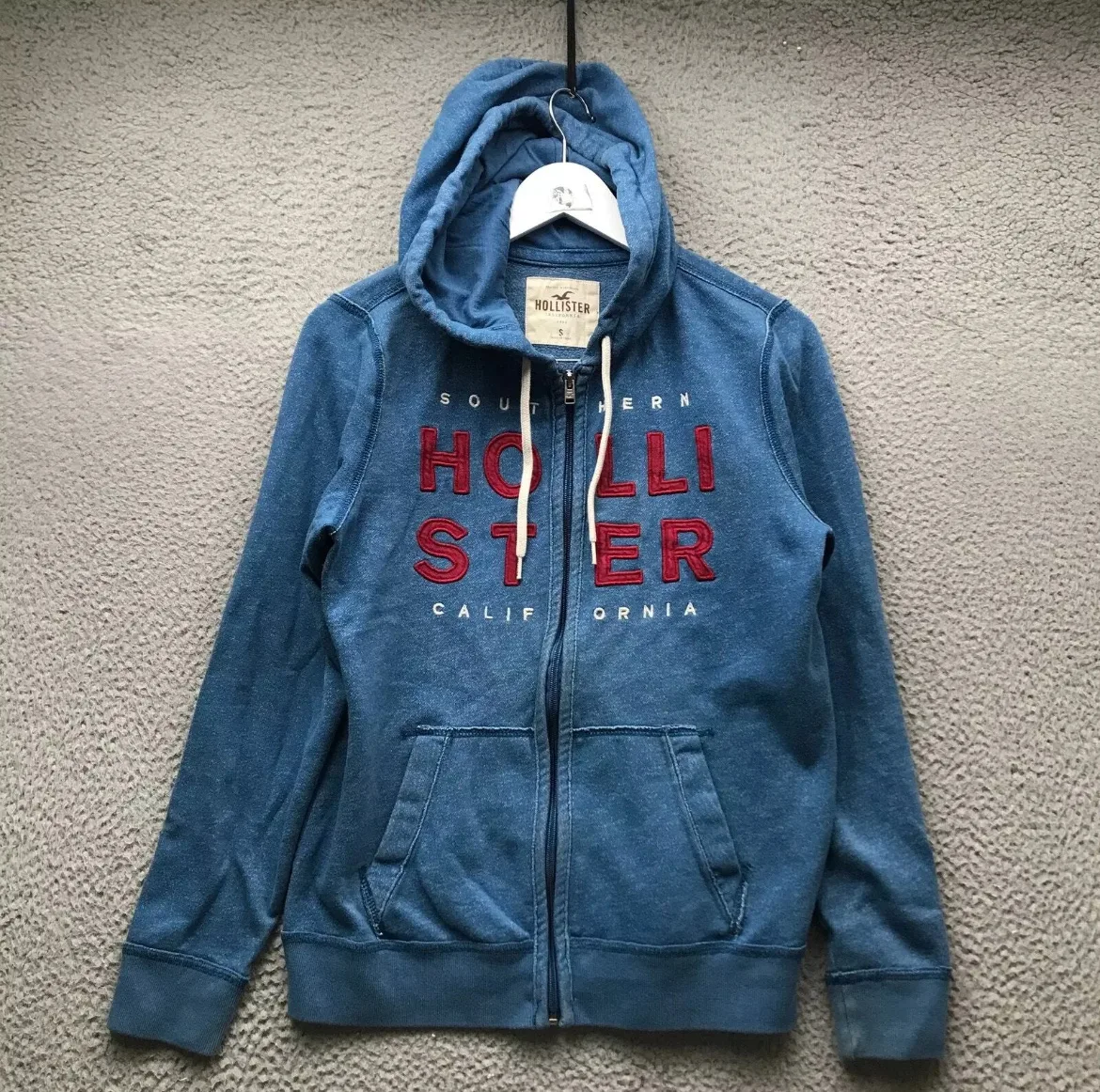Hollister Blue Zip Up Hoodie Men Size S thumbnail