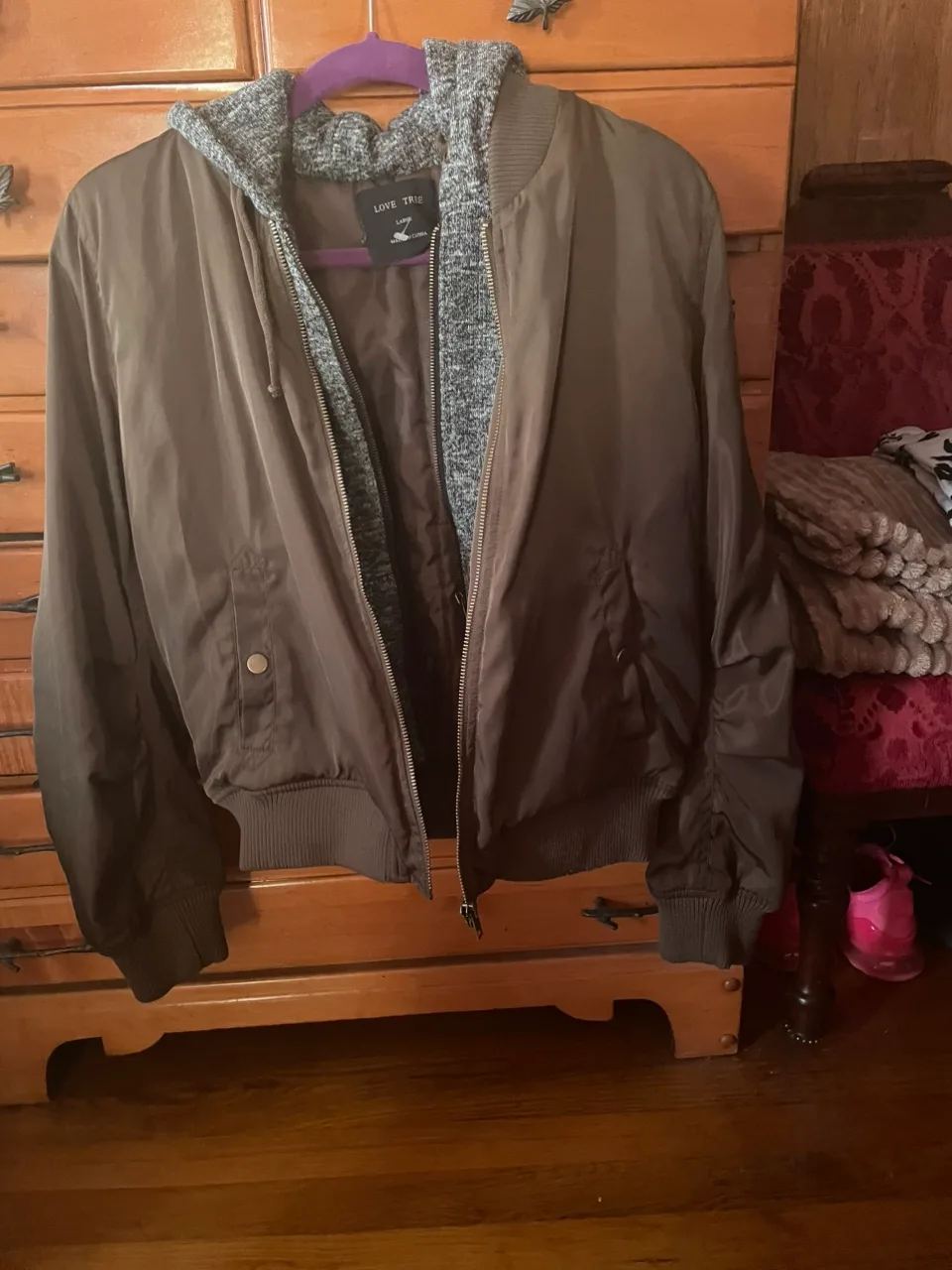 Love Tree Olive Green Bomber Jacket thumbnail