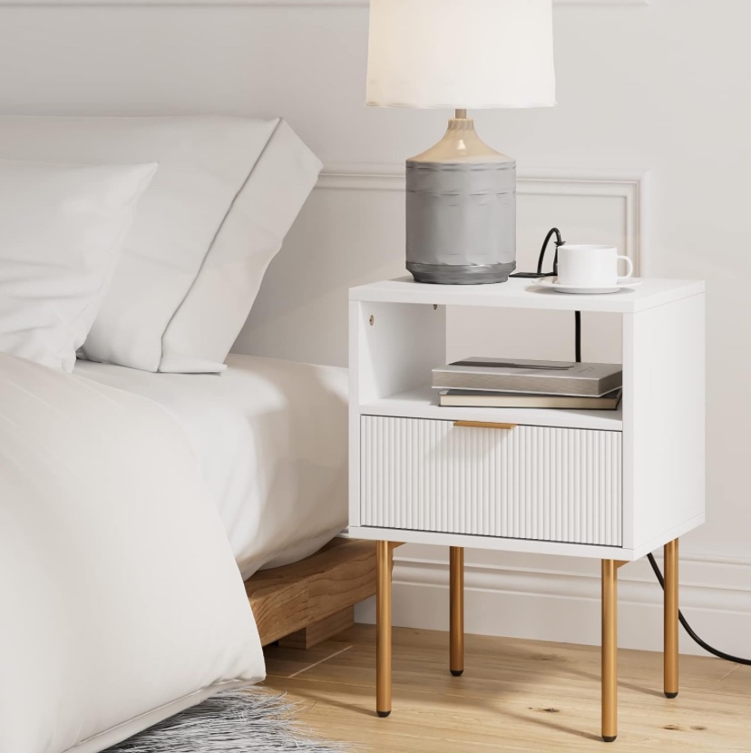White Nightstand  With Charging Station - New - photo 2
