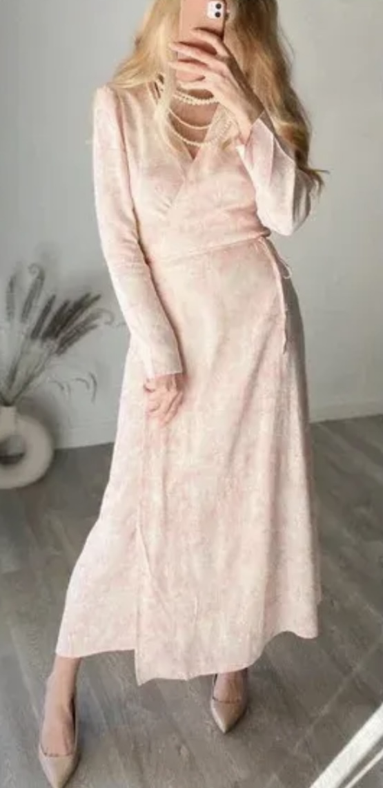Pink Floral Wrap Dress