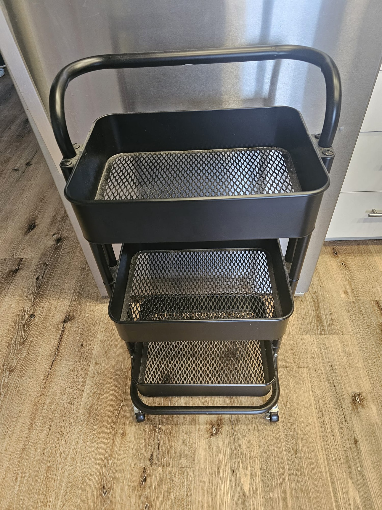 Black 3-Tier Rolling Utility Cart - photo 2