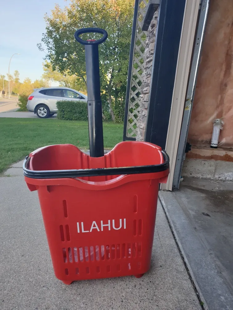 Red Shopping Cart With Wheels thumbnail