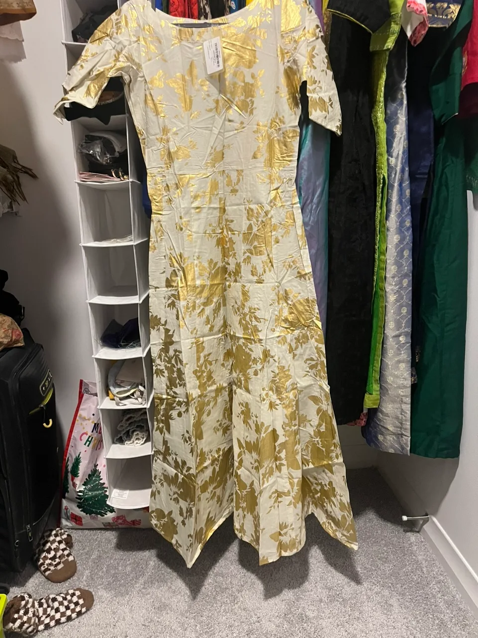White and Gold Floral Kurti/Dress thumbnail