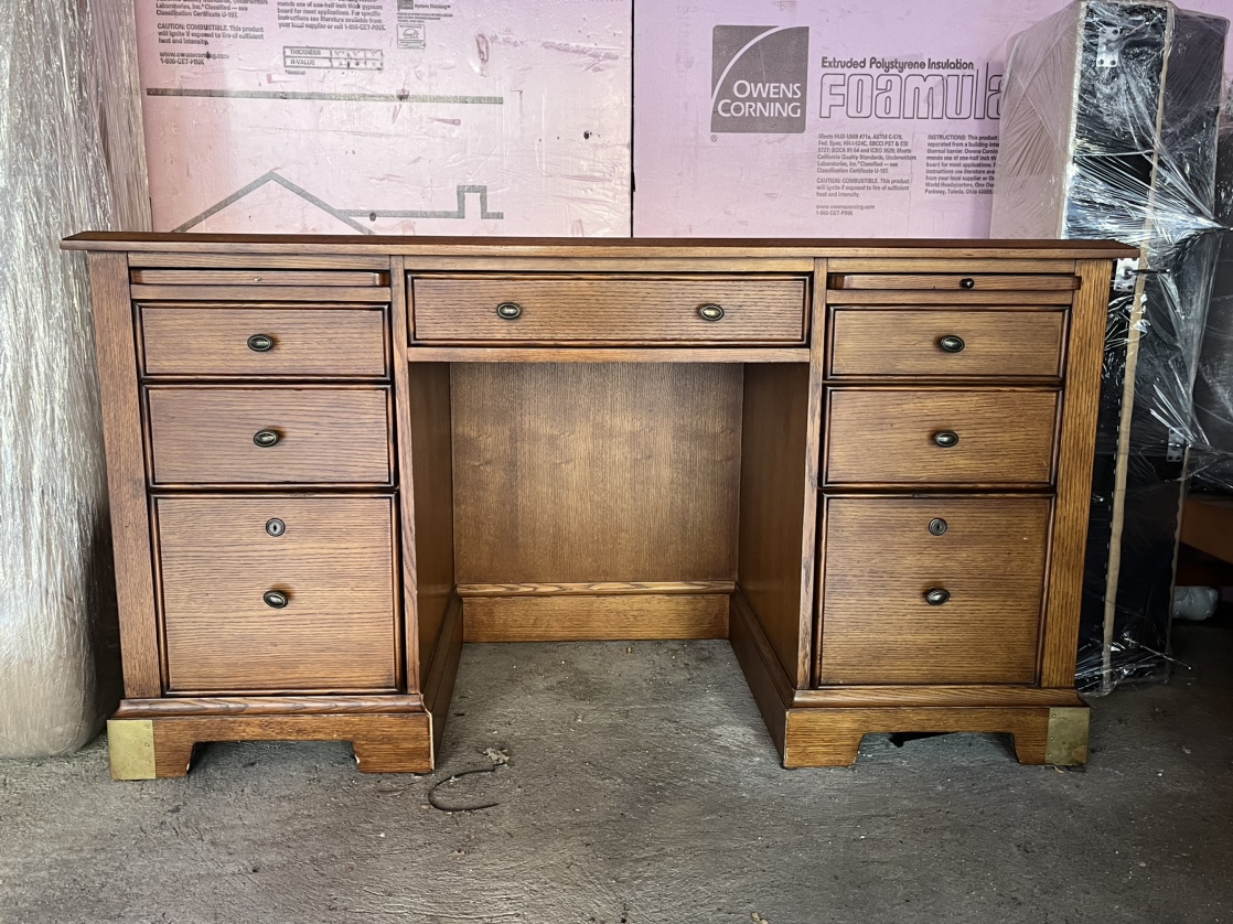 Solid wood office desk with drawers