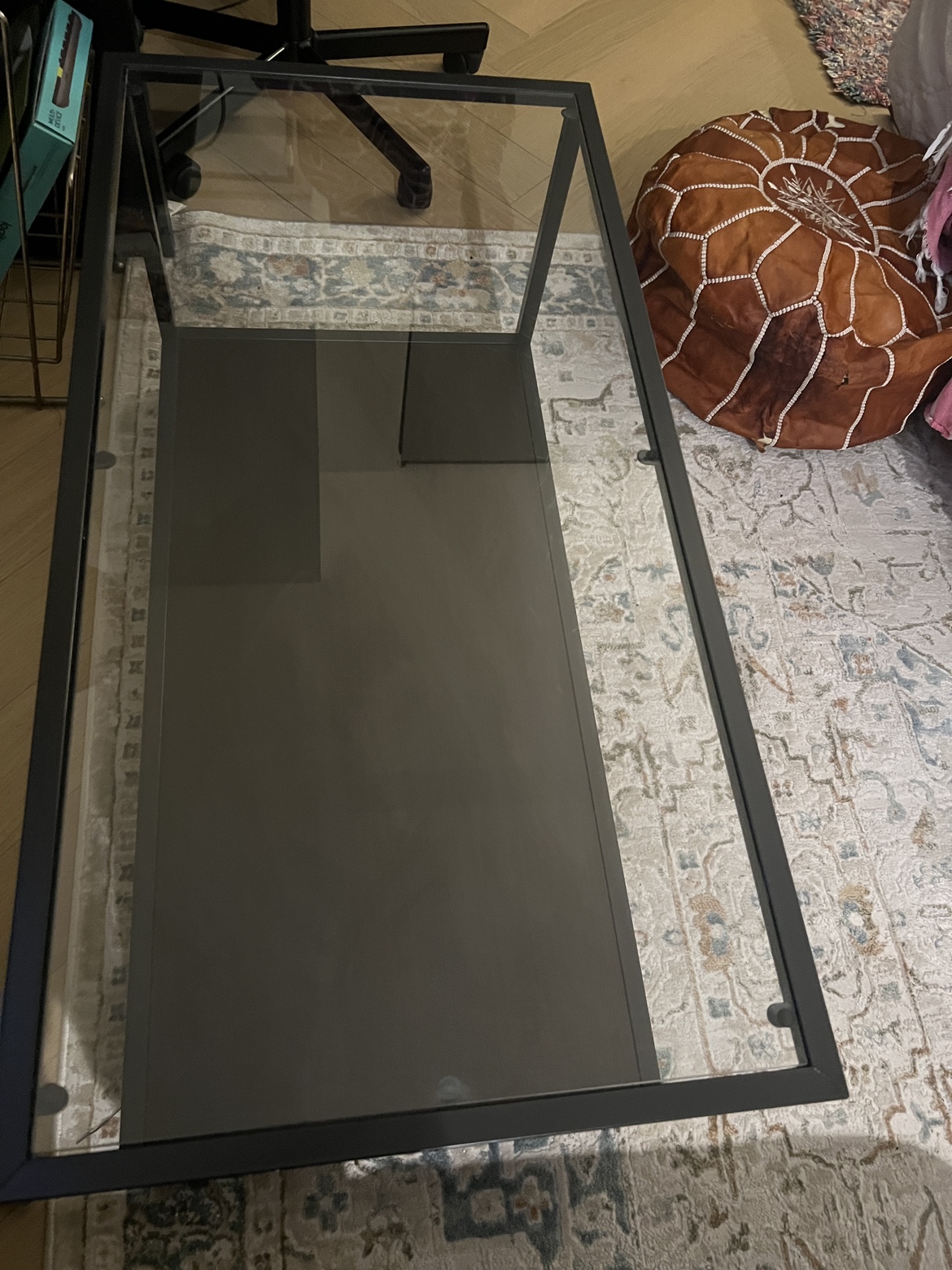 Glass Top Coffee Table with Black Metal Frame - photo 2