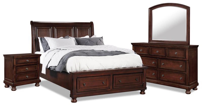 King Sleigh Bed with Storage & Matching Dresser & Nightstand