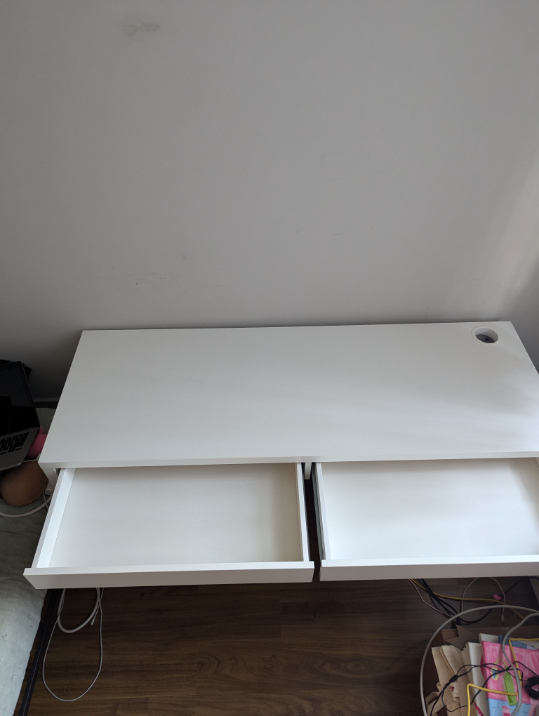 IKEA White Desk with Two Drawers - photo 2
