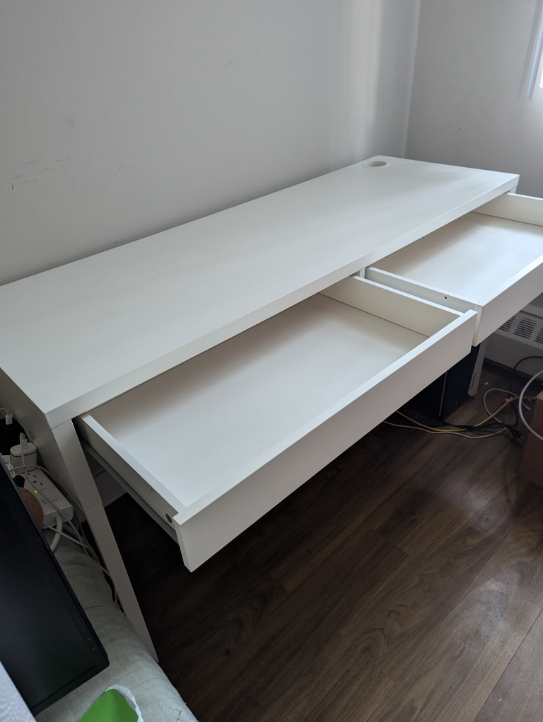 IKEA White Desk with Two Drawers - photo 3