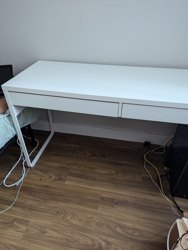 IKEA White Desk with Two Drawers - photo 4