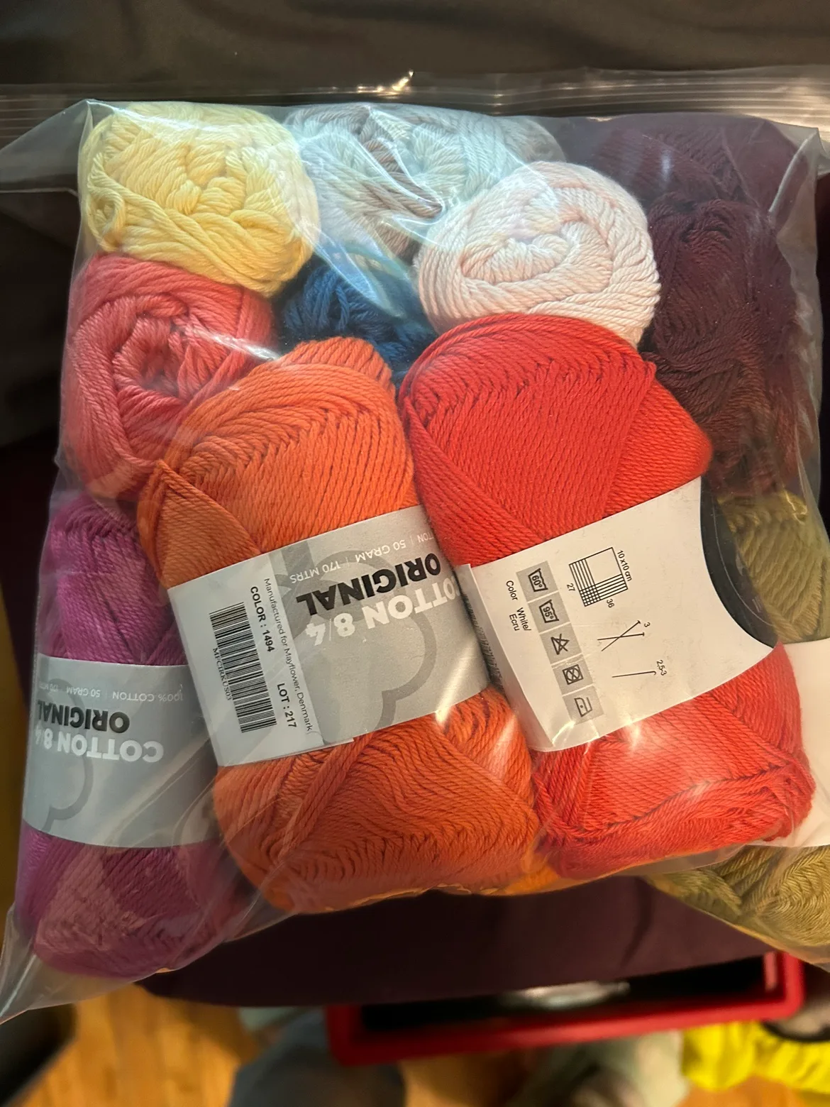 Cotton yarn, synthetic yarn and cotton rope with crochet hooks thumbnail