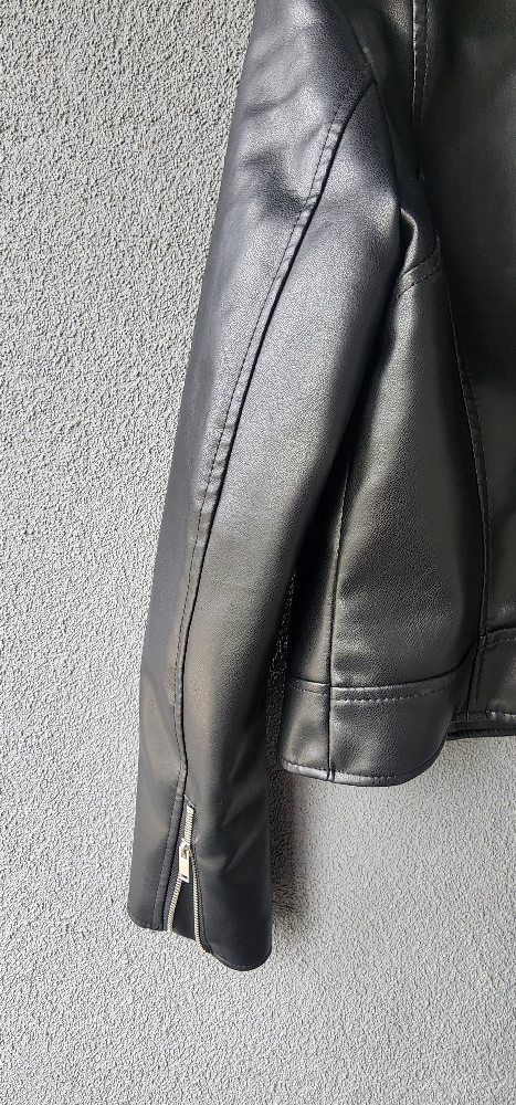 Womens Black Faux Leather Jacket - Size Large - photo 4