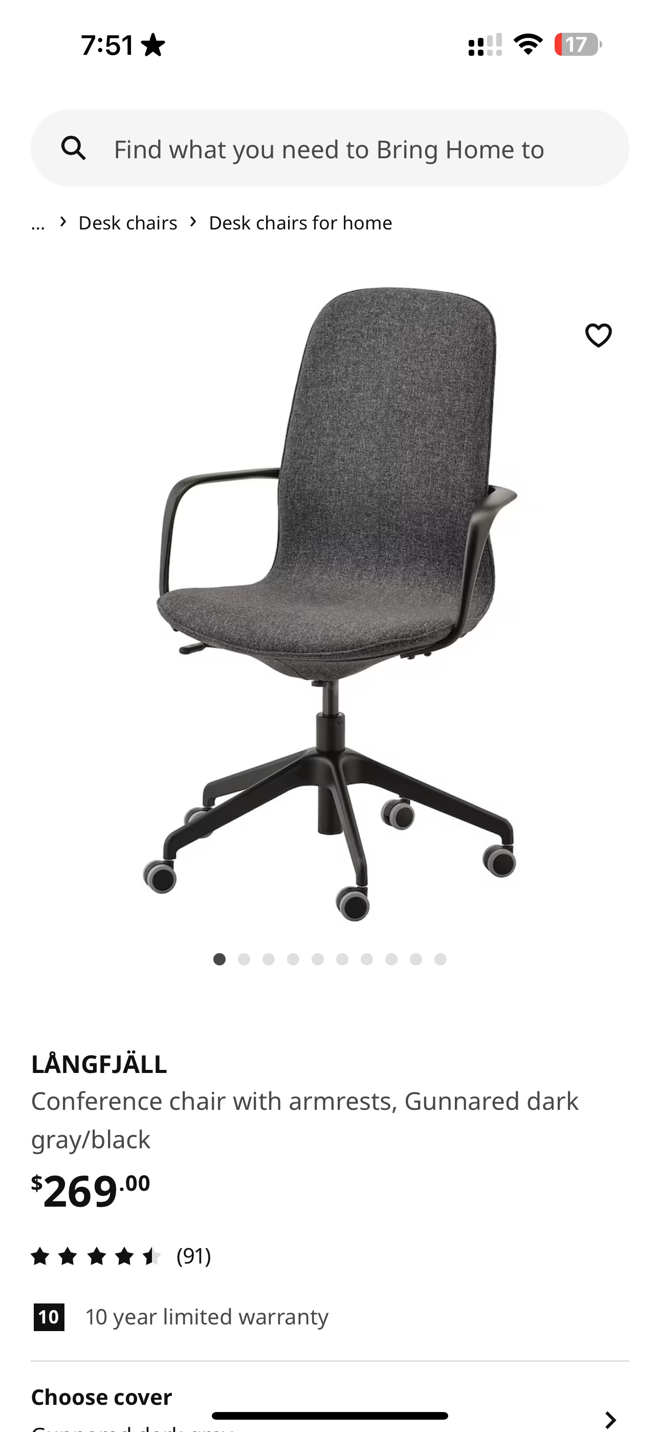 IKEA LÄNGFJÄLL Conference Chair with Armrests - photo 3