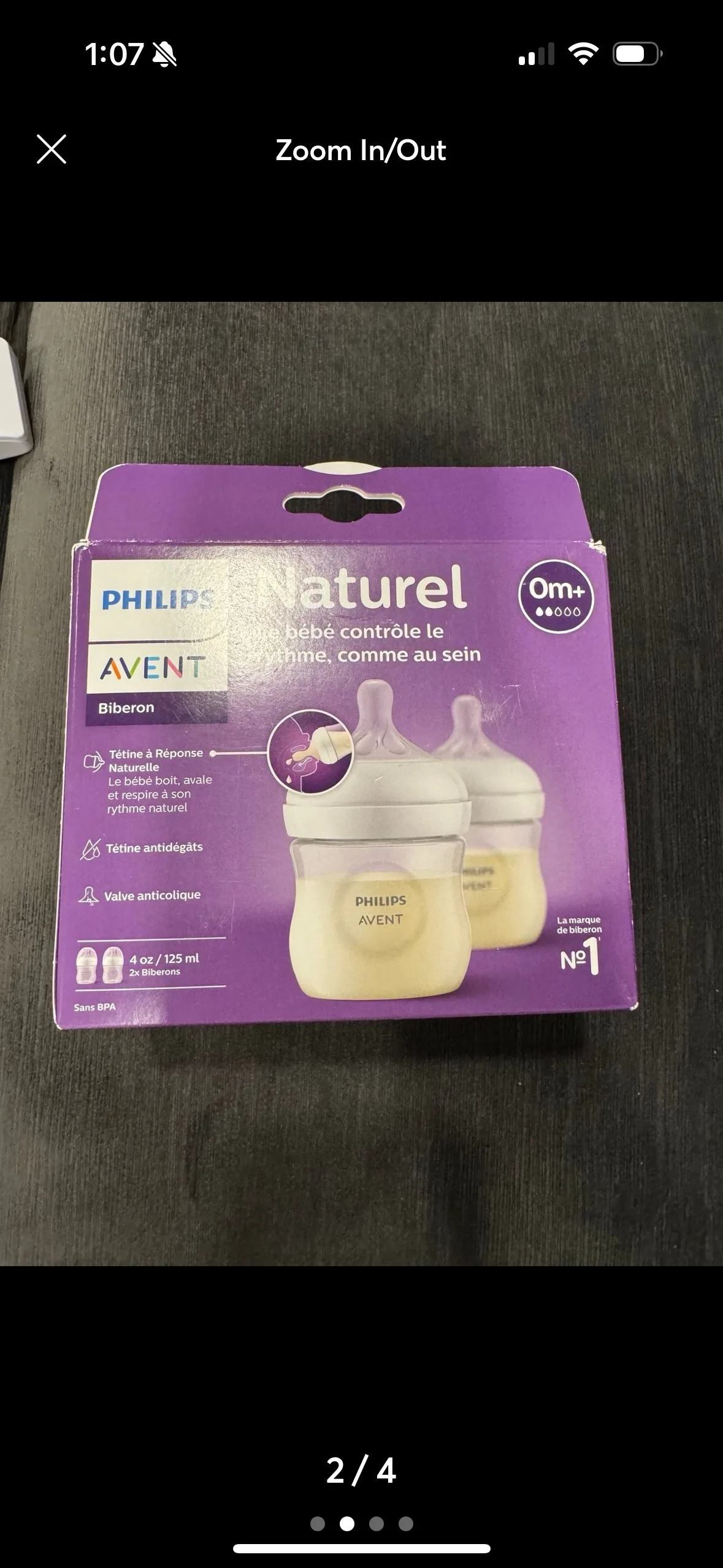 OPEN BOX Philips Avent Natural Baby Bottle (2 pack) 4oz/125ml image indicator(2)