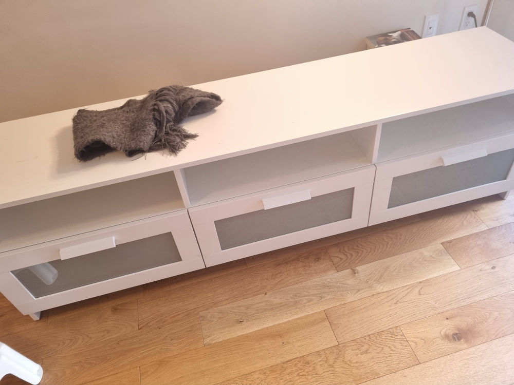 IKEA Besta TV stand with shelves and drawers