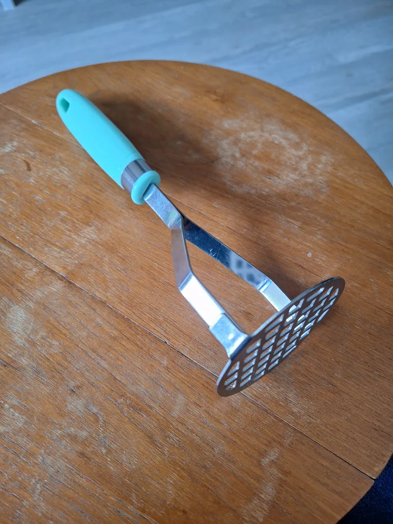 Potato Masher with Aqua Blue Handle thumbnail