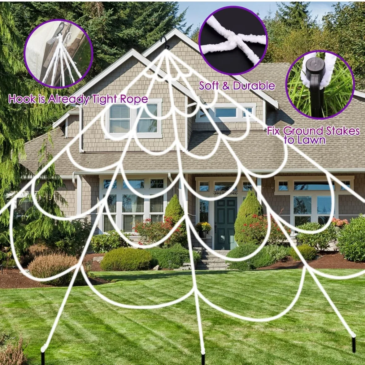 giant Purple LED Spider Web Halloween Decor (brand new) image indicator(4)
